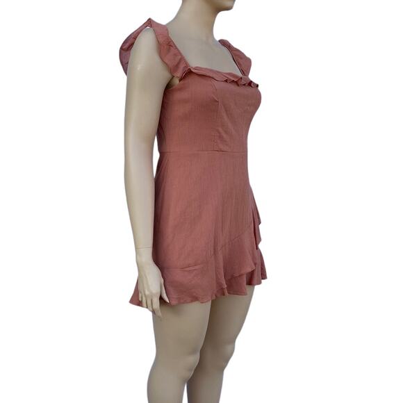 New B. Smart Women Cinnamon Color Square Neck Ruffle Mini Dress Size 15 - Picture 8 of 8